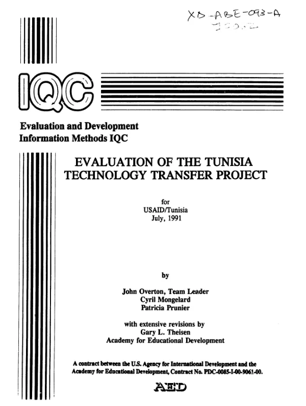 Evaluation of the Tunisia technology transfer project (664-0315)
