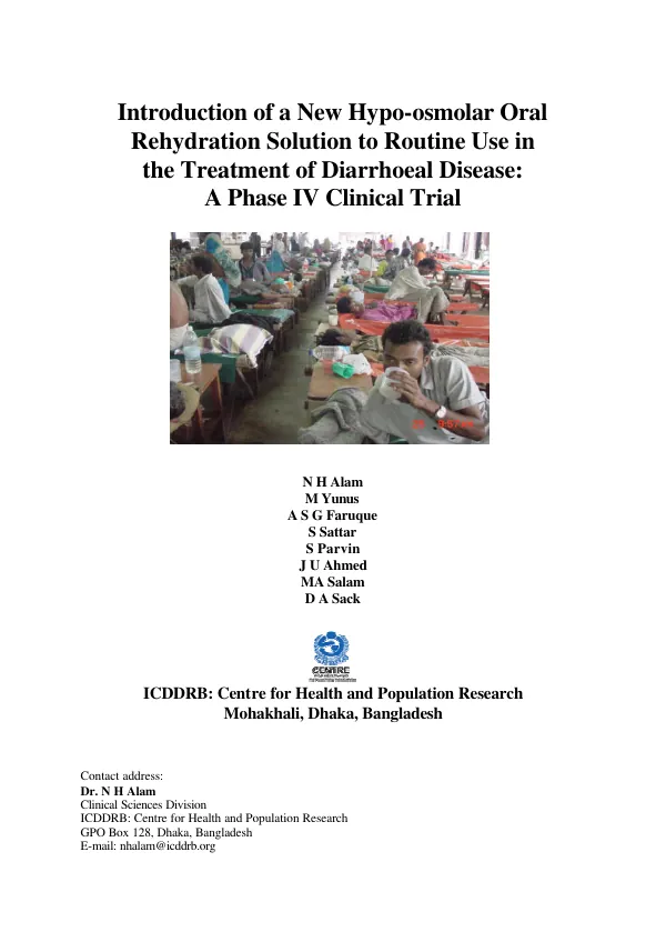 Introduction of a new hypo-osmolar oral rehydration solution to routine use in the treatment of diarrhoeal disease : a phase IV clinical trial