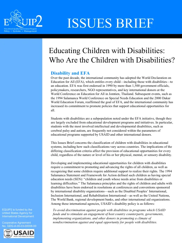 Educating children with disabilities : who are the children with disabilities?