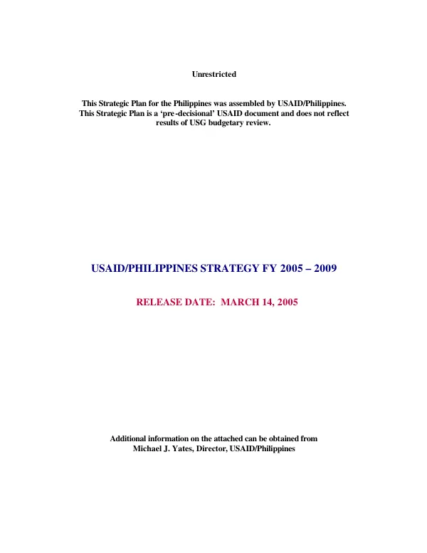 USAID/Philippines strategy FY 2005-2009