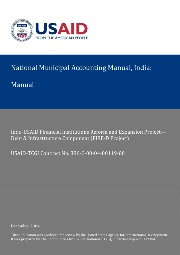 National municipal accounting manual, India : manual