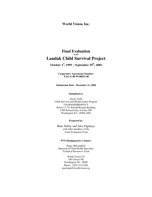 Final evaluation of the Landak child survival projects, October 1st, 1999-September 29, 2004