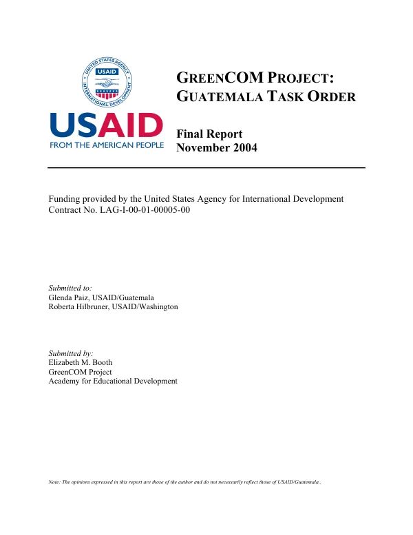 GreenCom [environmental education & communication] project : Guatemala task order -- final report