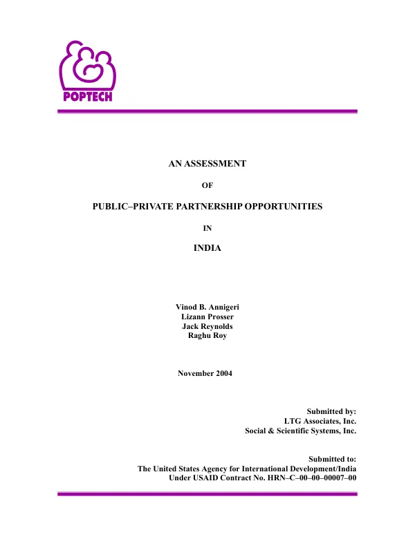 Assessment of public-private partnership opportunities in India
