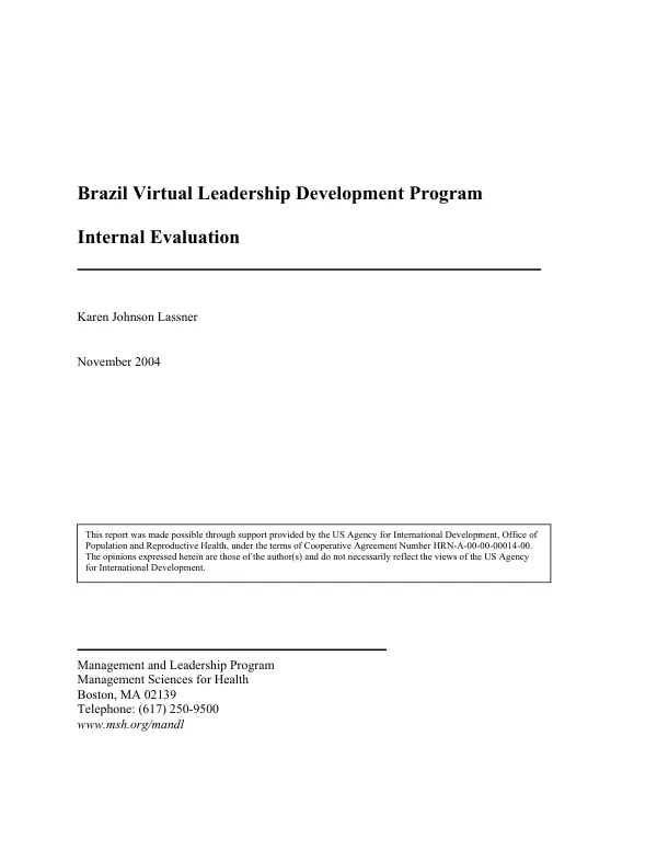 Brazil virtual leadership development program [VLDP] : internal evaluation
