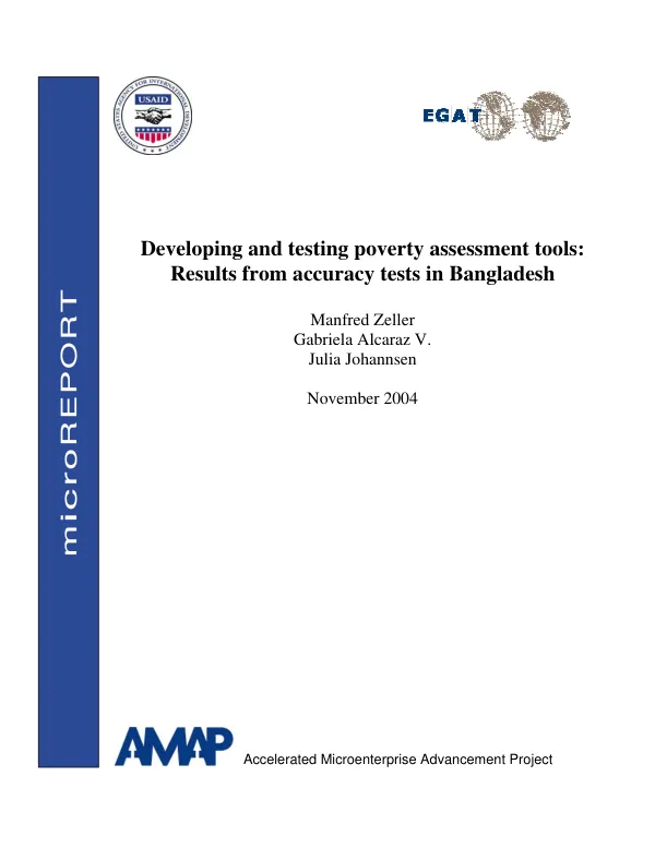 Developing and testing poverty assessment tools : results from accuracy test in Bangladesh
