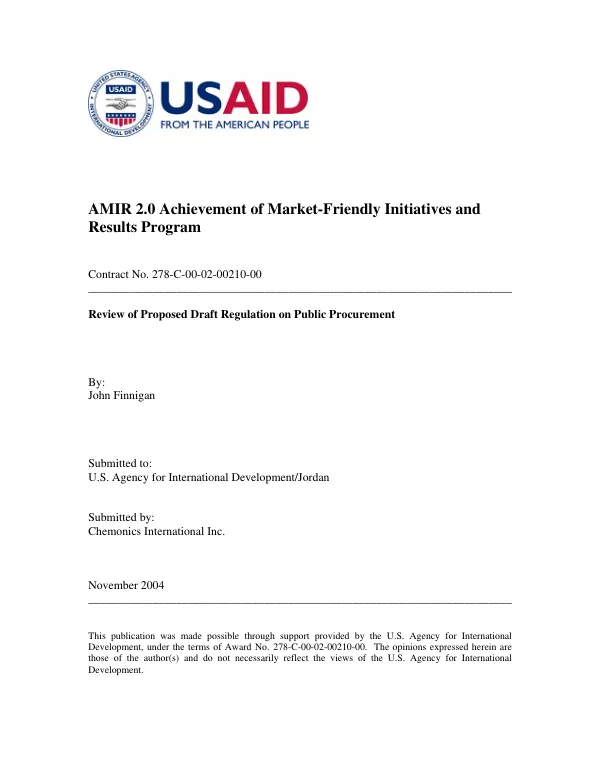 Review of proposed draft regulation on public procurement