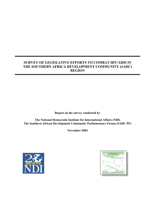 Survey of legislative efforts to combat HIV/AIDS in the Southern Africa Development Community (SADC) region