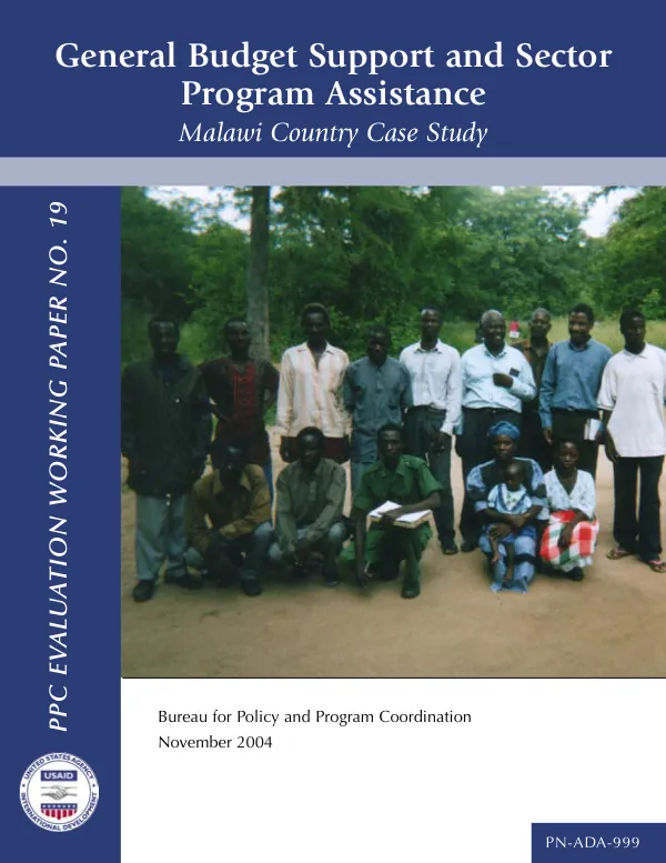 General budget support and sector program assistance : Malawi country case study