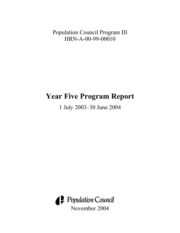 Year five program report, 1 July 2003-30 June 2004