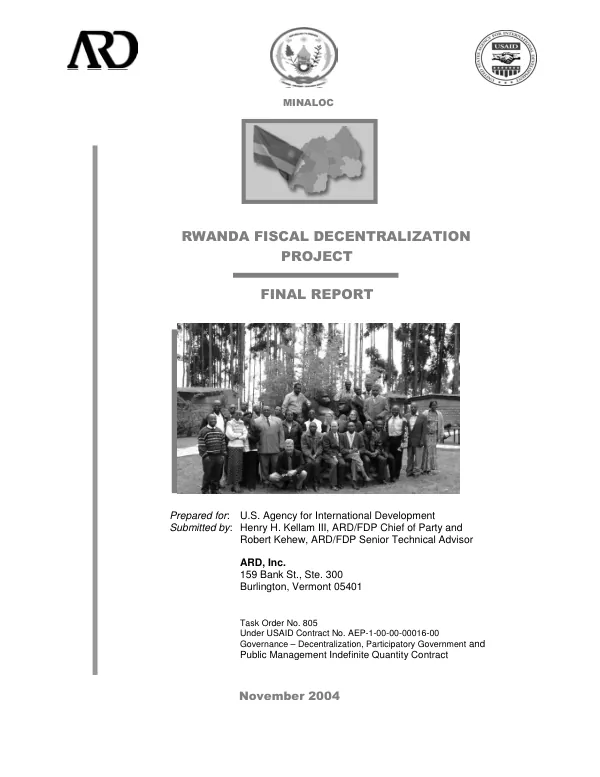 Rwanda fiscal decentralization project : final report