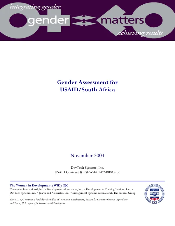 Gender assessment for USAID/South Africa