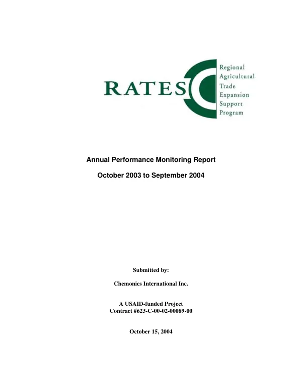 Annual performance monitoring report (PMP), October 2003 to September 2004