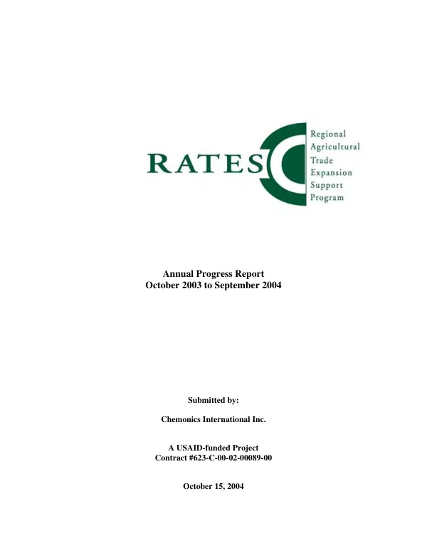 Annual progress report, October 2003 to September 2004