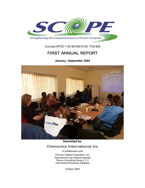 SCOPE, strengthening the competitiveness of private enterprise : first annual report, January-September 2004