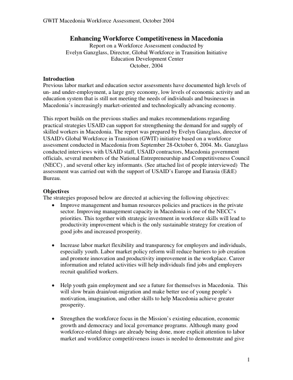 Enhancing workforce competitiveness in Macedonia