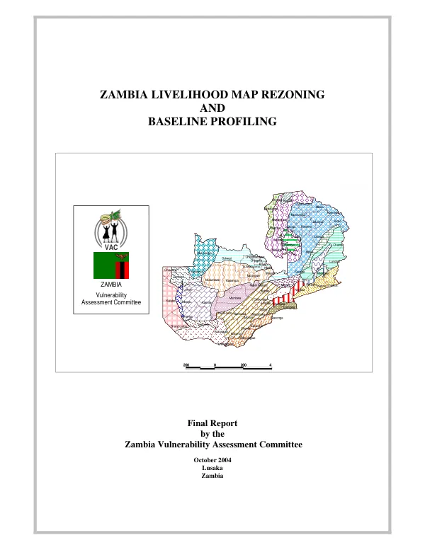 Zambia livelihood map rezoning and baseline profiling