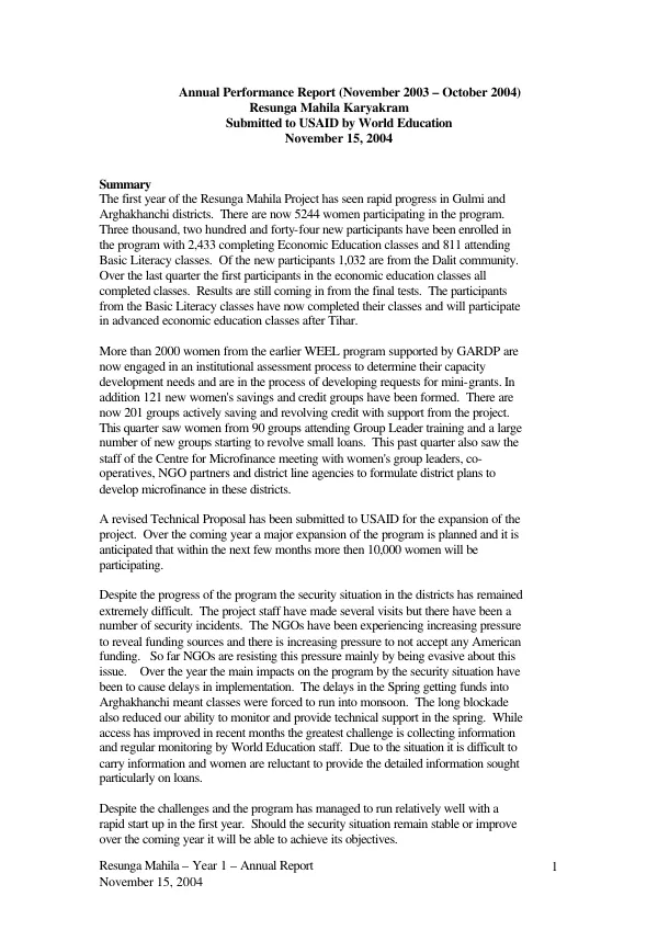 Development of a gender appropriate curriculum