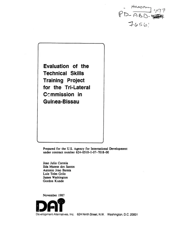 Evaluation of the technical skills training project for the Tri-Lateral Commission in Guinea-Bissau