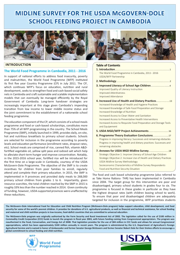 [USDA] Midline survey for the FY 2013 USDA McGovern-Dole school feeding project in Cambodia