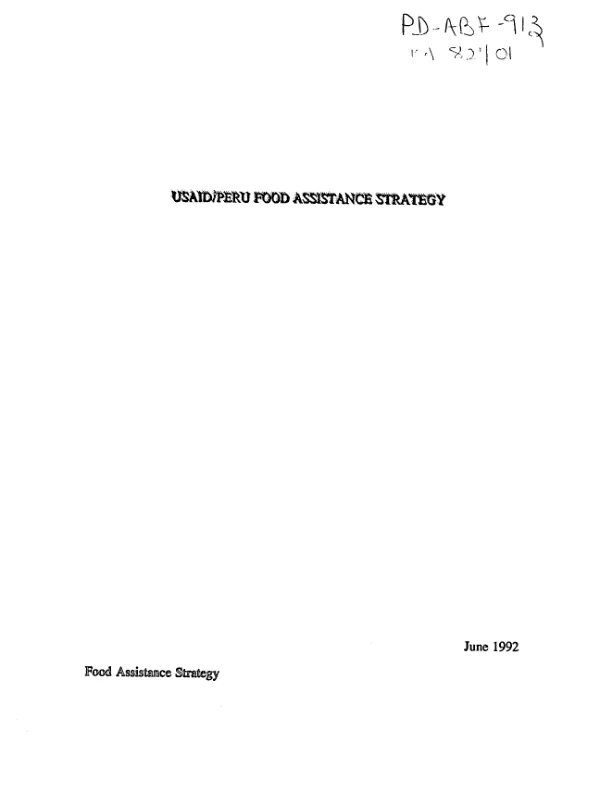 USAID/Peru food assistance strategy