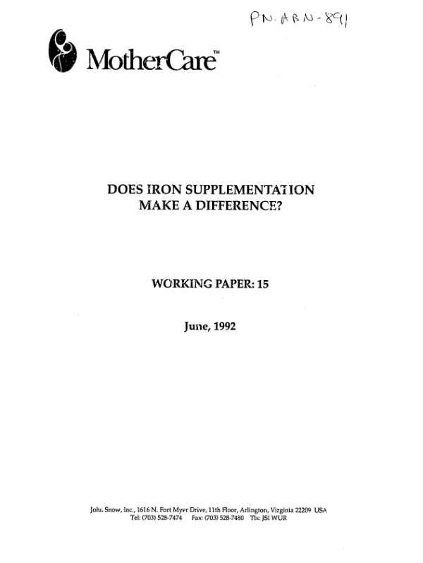 Does iron supplementation make a difference?