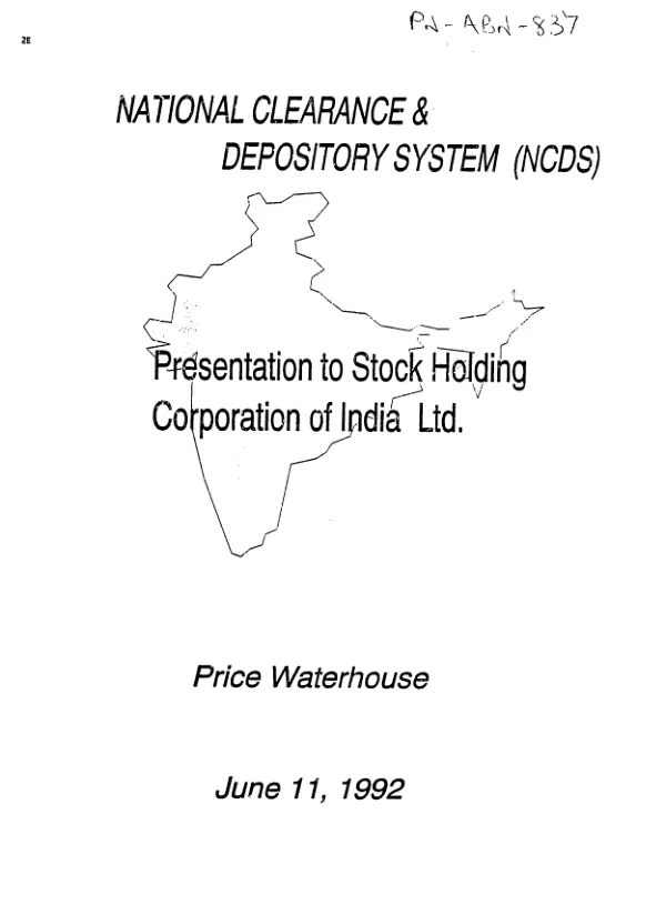 National Clearance and Depository System (NCDS) : presentation to Stock Holding Corporation of India Ltd.
