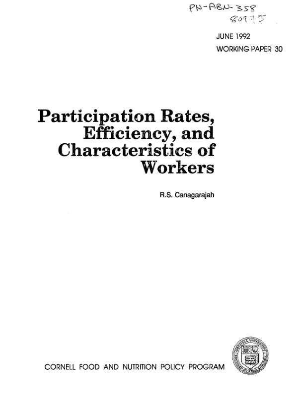Participation rates, efficiency, and characteristics of workers