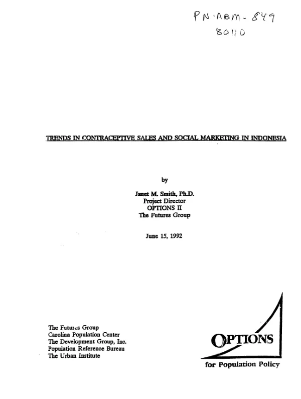 Trends in contraceptive sales and social marketing in Indonesia