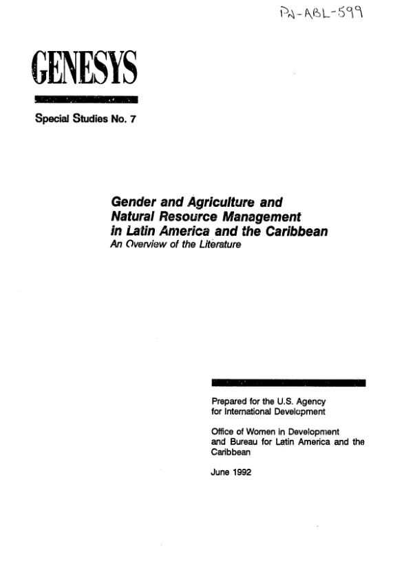 Gender and agriculture and natural resource management in Latin America and the Caribbean : an overview of the literature