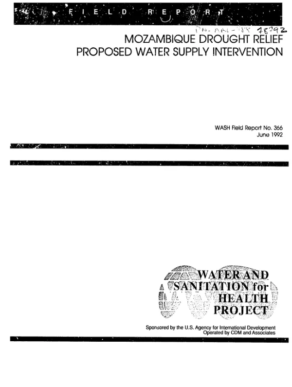 Mozambique drought relief : proposed water supply interventions