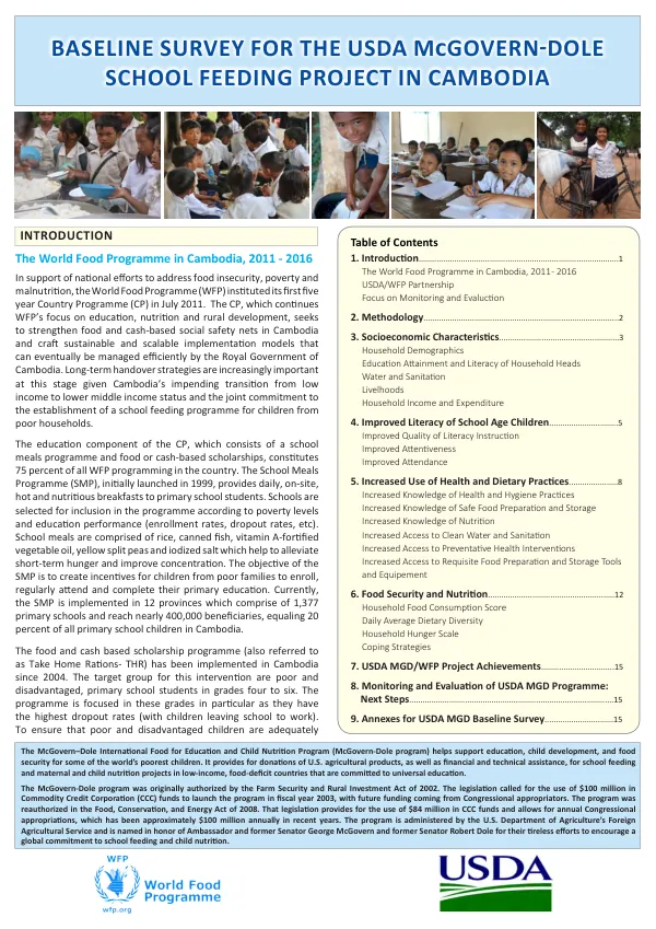 [USDA] Baseline survey USDA McGovern-Dole school feeding project in Cambodia