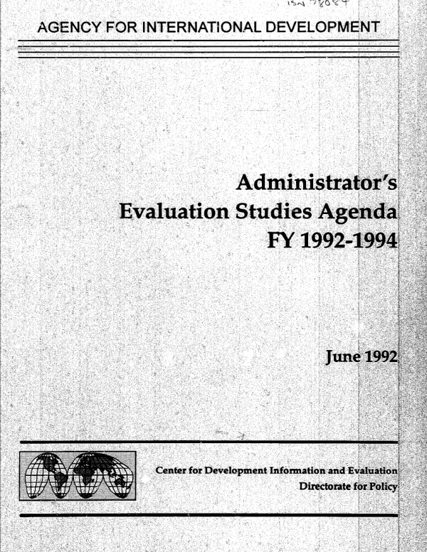Administrator"s evaluation studies agenda : FY 1992-1994