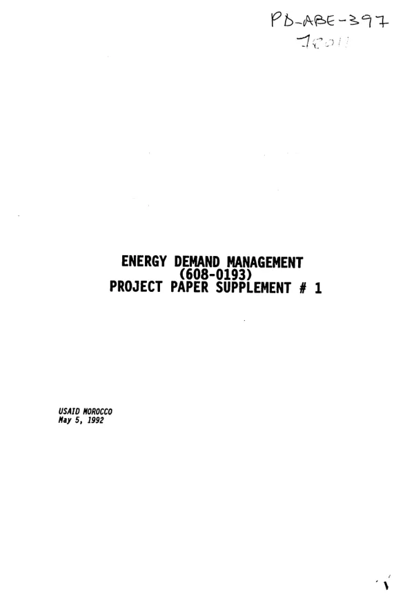 Energy demand management : amendment no. 1