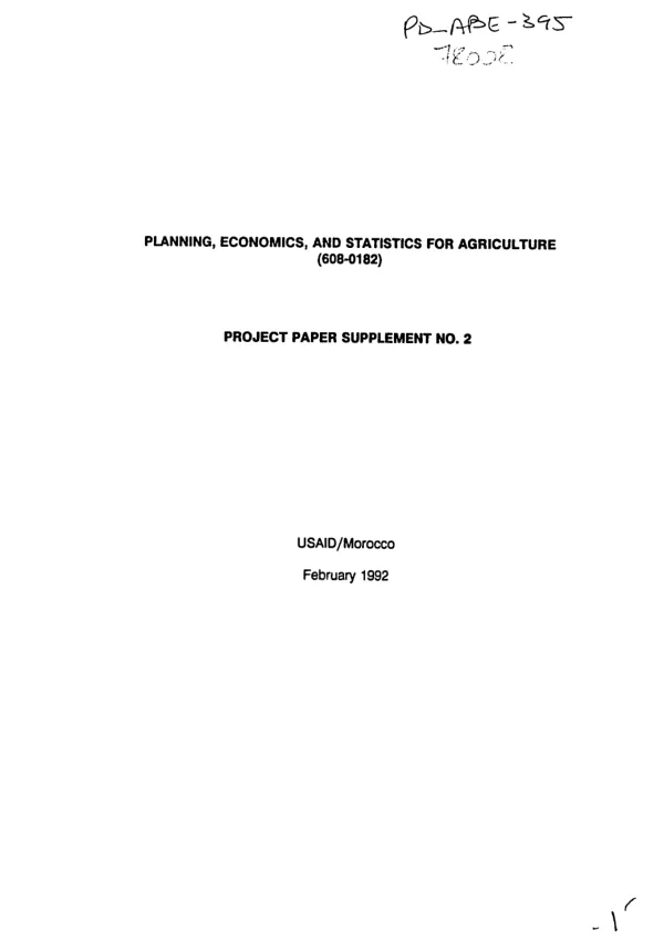 Planning, economics, and statistics for agriculture (608-0182) : amendment no. 2