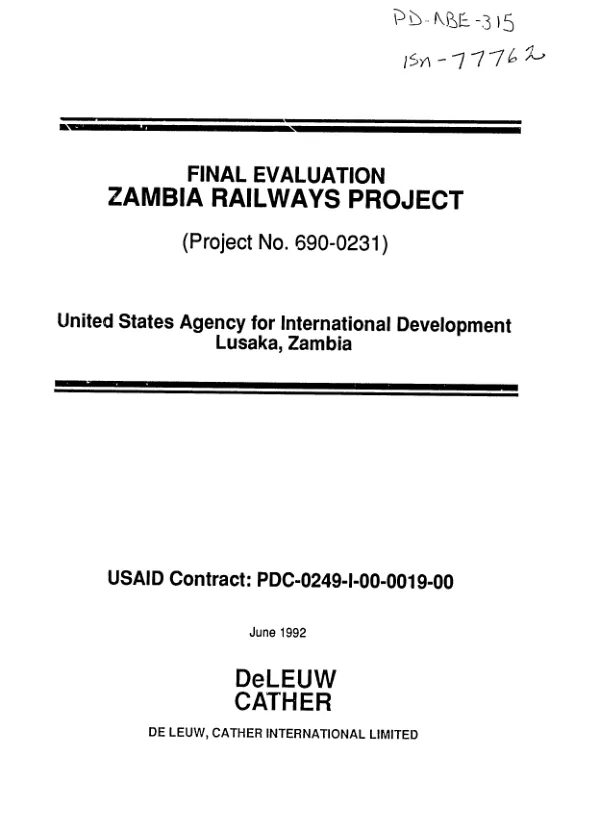 Final evaluation : Zambia railways project (project no. 690-0231)