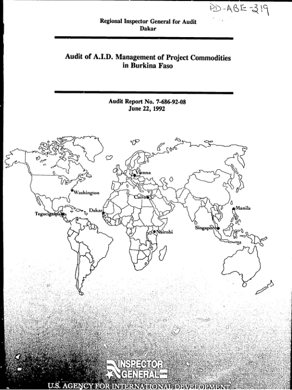 Audit of AID management of project commodities in Burkina Faso