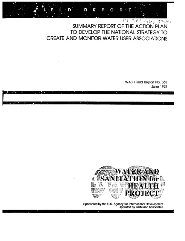 Summary report of the action plan to develop the national strategy to create and monitor water user associations