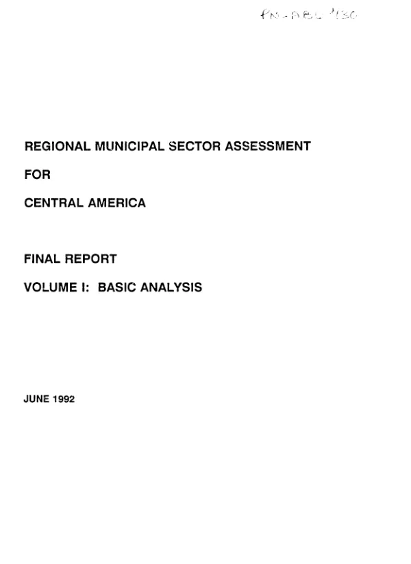 Regional municipal sector assessment for Central America : final report
