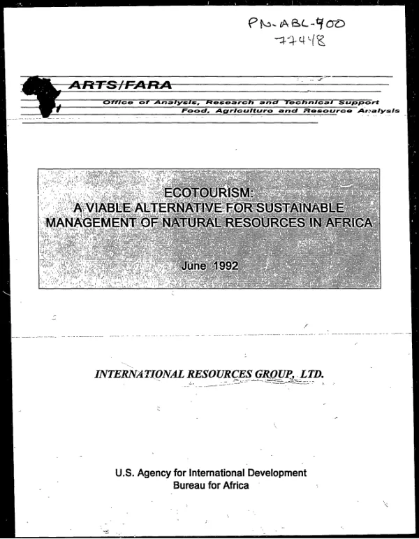 Ecotourism : a viable alternative for sustainable management of natural resources in Africa