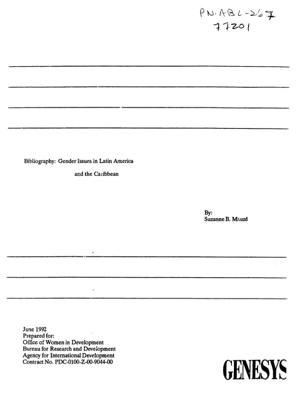 Bibliography : gender issues in Latin America and the Caribbean
