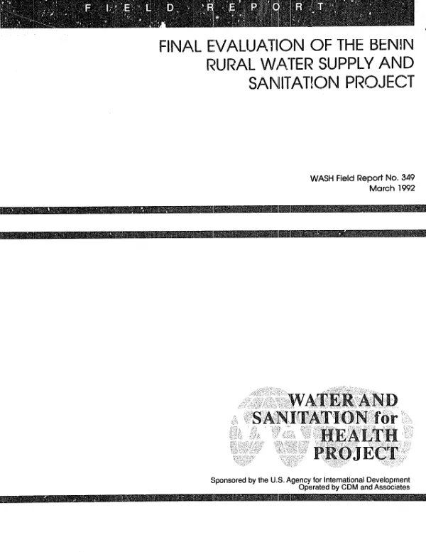 Final evaluation of the Benin rural water supply and sanitation project