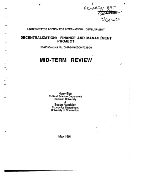 Decentralization : finance and management project -- mid-term review