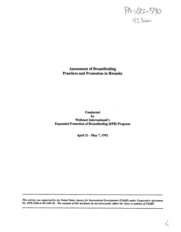 Assessment of breastfeeding practices and promotion in Rwanda