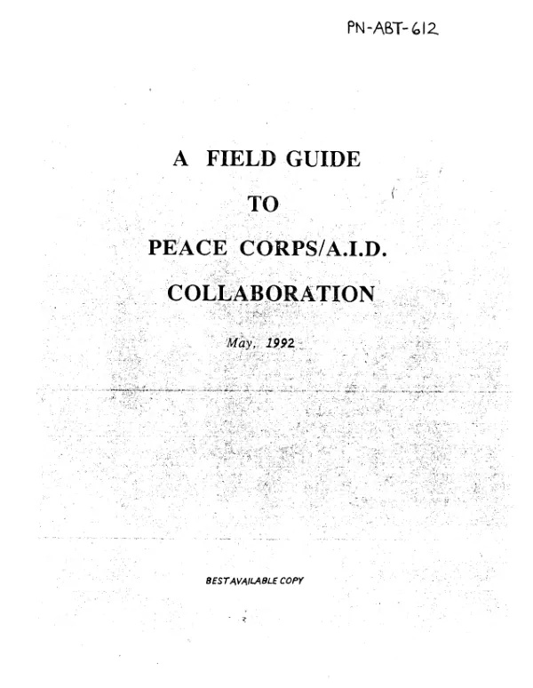 Field guide to Peace Corps/AID collaboration