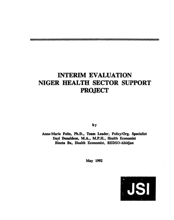 Interim evaluation : Niger health sector support project