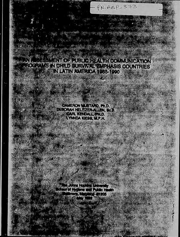 Assessment of public health communication programs in child survival emphasis countries in Latin America, 1985-1990