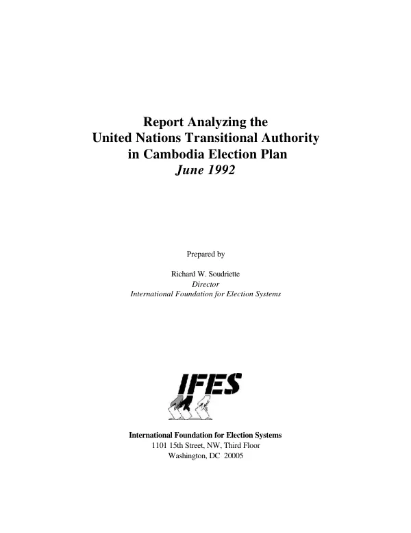 Report analyzing the United Nations transitional authority in Cambodia election plan