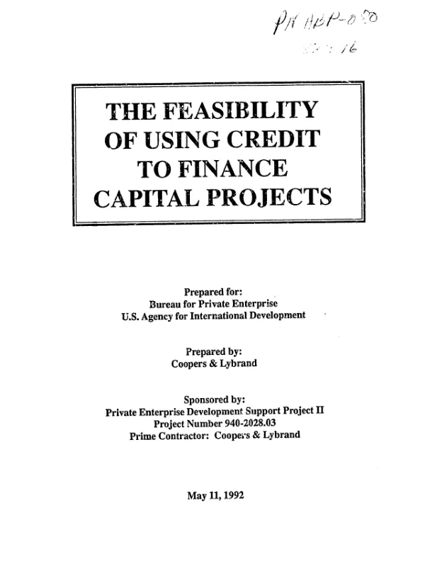 Feasibility of using credit to finance capital projects