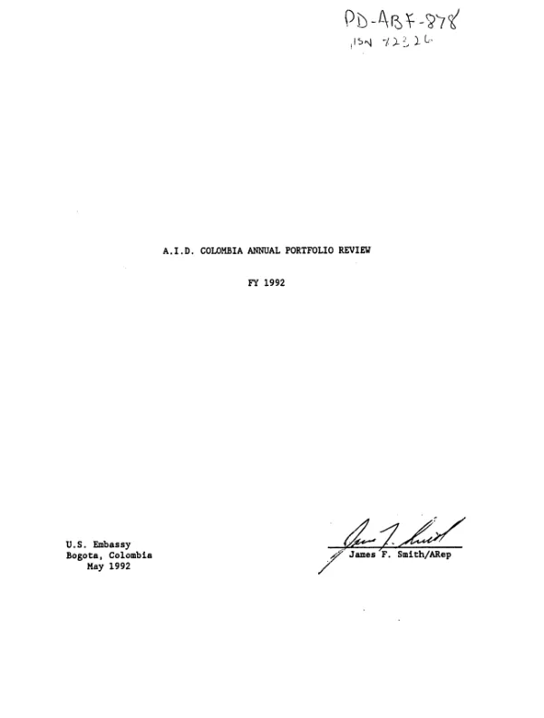AID/Colombia portfolio review : FY 1992
